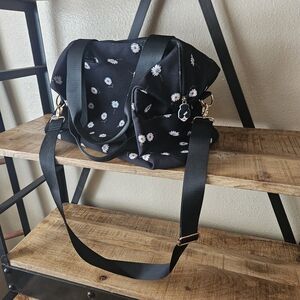 Alice + Olivia Black Daisy Print Weekender Tote